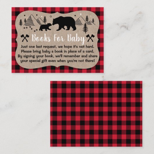 Lumberjack Baby shower Rustic Beer Book Request Informatiekaartje (Voorkant / Achterkant)