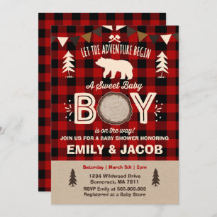 Lumberjack Baby shower Uitnodiging Lumberjack Part