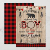 Lumberjack Baby shower Uitnodiging Lumberjack Part (Voorkant / Achterkant)