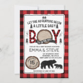 Lumberjack Baby shower Uitnodiging Lumberjack Part (Voorkant)