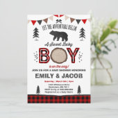 Lumberjack Baby shower Uitnodiging Lumberjack Part (Staand voorkant)