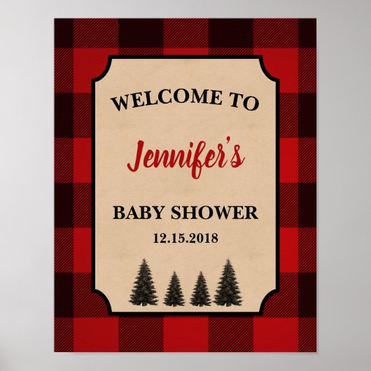 Lumberjack Baby shower Welkomstteken Aangepast Poster (Voorkant)