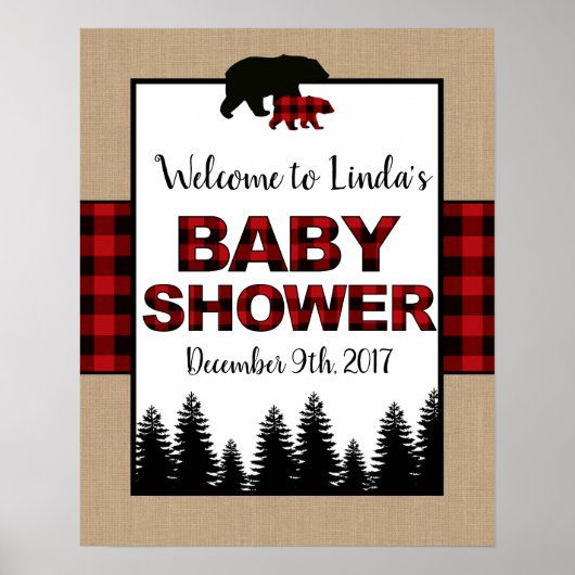 Lumberjack Baby shower Welkomstteken Poster (Voorkant)