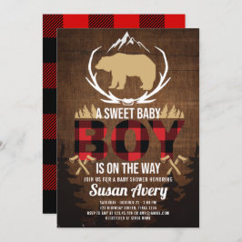 Lumberjack Baby shower Wood Plaid Kaart