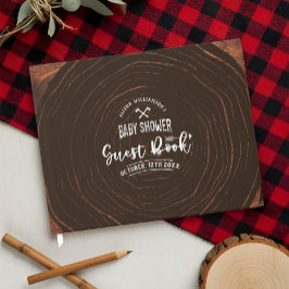 Lumberjack Baby shower Wood & Red Buffalo Plaid Gastenboek