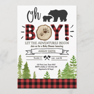 Lumberjack Baby shower Woodland Beer Cub Pset Boy Kaart