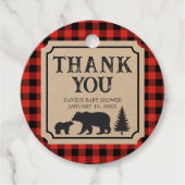 Lumberjack Bear Baby Shower  Bedankjes Labels (Voorkant)