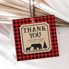Lumberjack Bear Baby Shower Bedankjes Labels