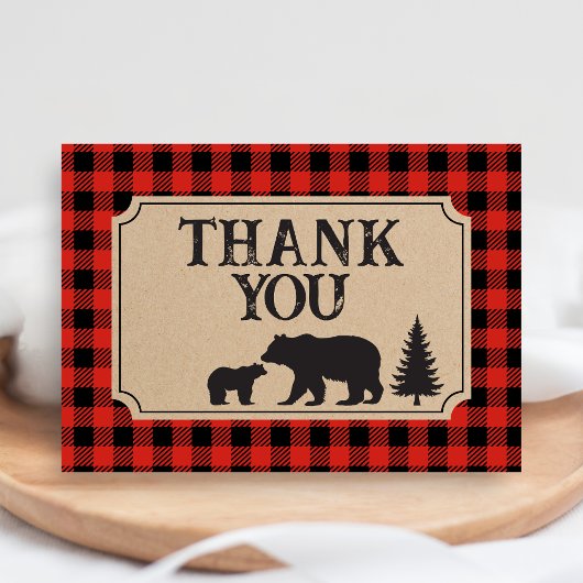 Lumberjack Bear Baby Shower Bedankkaart