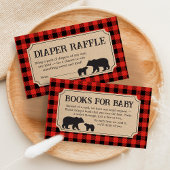 Lumberjack Bear Baby Shower Diaper Raffle Informatiekaartje
