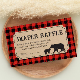 Lumberjack Bear Baby Shower Diaper Raffle Informatiekaartje