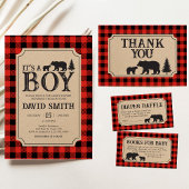 Lumberjack Bear Baby Shower Kaart