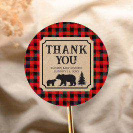 Lumberjack Bear Baby Shower Ronde Sticker
