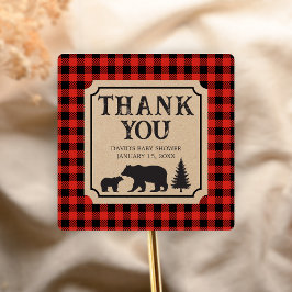 Lumberjack Bear Baby Shower Vierkante Sticker