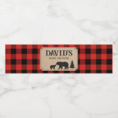 Lumberjack Bear Baby Shower  Waterfles Etiket (Enkel label)