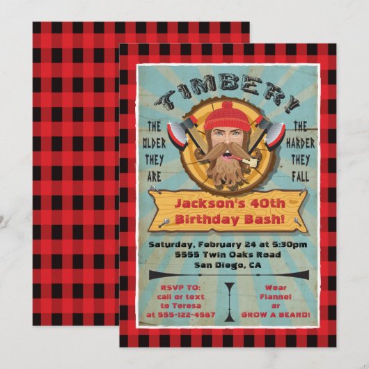 Lumberjack Beard Birthday Hipster Kaart (Voorkant / Achterkant)