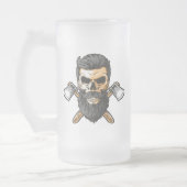 Lumberjack Bearded Skull Crossed Axes Matglas Bierpul (Links)