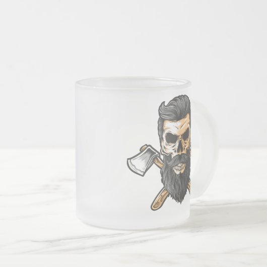 Lumberjack Bearded Skull Crossed Axes Mok (Voorkant rechts)