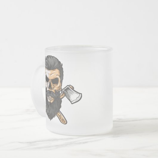 Lumberjack Bearded Skull Crossed Axes Mok (Voorkant links)