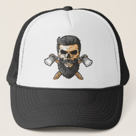 Lumberjack Bearded Skull Crossed Axes Trucker Pet
