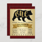 Lumberjack Beer 1e verjaardag Uitnodigingen (Voorkant / Achterkant)