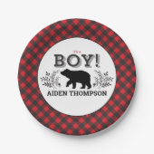 Lumberjack Beer Baby Boy Shower Bord (Voorkant)