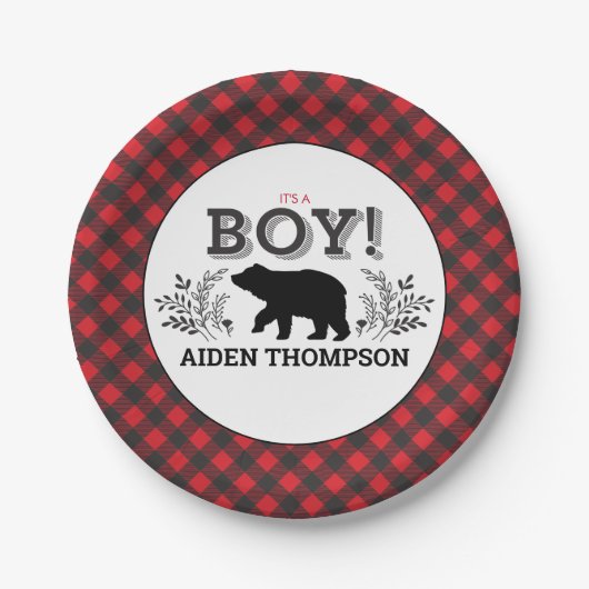 Lumberjack Beer Baby Boy Shower Bord (Voorkant)