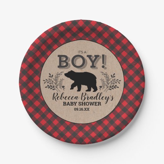 Lumberjack Beer Baby shower Bord (Voorkant)
