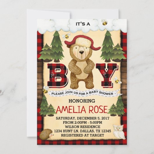 Lumberjack Beer Baby shower Uitnodiging (Voorkant)