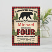 Lumberjack Beer Birthday Party Invitation Vier 4de Kaart (Staand voorkant)
