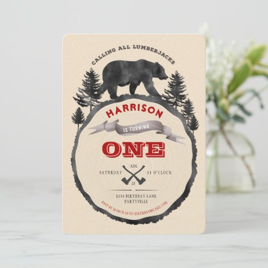 Lumberjack Beer Birthday Uitnodiging (Staand voorkant)