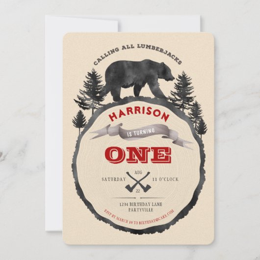 Lumberjack Beer Birthday Uitnodiging (Voorkant)