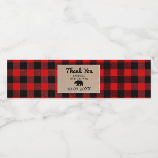 Lumberjack Beer Buffalo Plaid Baby shower Favors Waterfles Etiket (Enkel label)