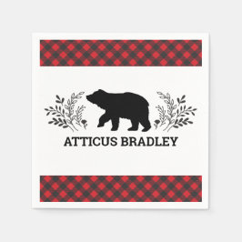 Lumberjack Beer Buffalo Plaid Baby shower servet