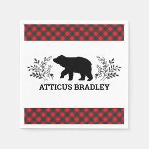 Lumberjack Beer Buffalo Plaid Baby shower servet