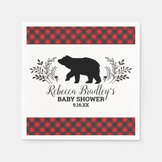 Lumberjack Beer Buffalo Plaid Boy Baby shower Servet (Voorkant)