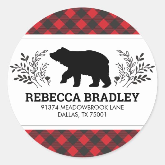 Lumberjack Beer Buffalo Plaid Retouradres Ronde Sticker (Voorkant)