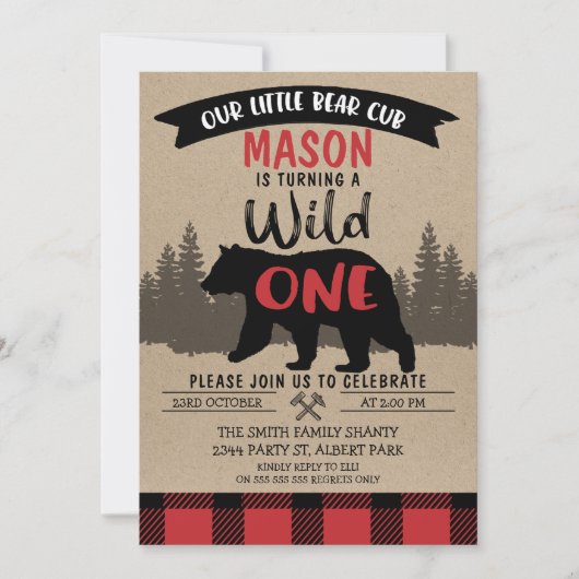 Lumberjack Beer Cub Wild Uitnodiging één dag (Voorkant)