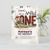 Lumberjack Beer Eerste Verjaardagsfeestuitnodiging Kaart (Staand voorkant)