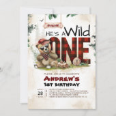 Lumberjack Beer Eerste Verjaardagsfeestuitnodiging Kaart (Voorkant)