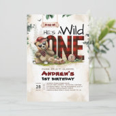 Lumberjack Beer Eerste Verjaardagsfeestuitnodiging Kaart (Staand voorkant)