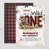 Lumberjack Beer Eerste Verjaardagsfeestuitnodiging Kaart (Voorkant / Achterkant)