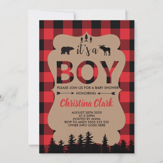 Lumberjack Beer Flannel Boy Baby shower Kaart (Voorkant)