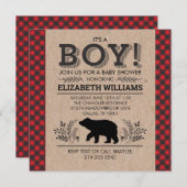 Lumberjack beer Flannel Rustic Boy Baby shower Inv Kaart (Voorkant / Achterkant)
