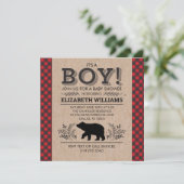 Lumberjack beer Flannel Rustic Boy Baby shower Inv Kaart (Staand voorkant)