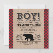 Lumberjack beer Flannel Rustic Boy Baby shower Inv