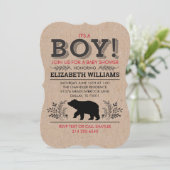 Lumberjack beer Flannel Rustic Boy Baby shower Inv Kaart (Staand voorkant)