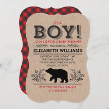 Lumberjack beer Flannel Rustic Boy Baby shower Inv