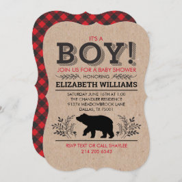 Lumberjack beer Flannel Rustic Boy Baby shower Inv Kaart