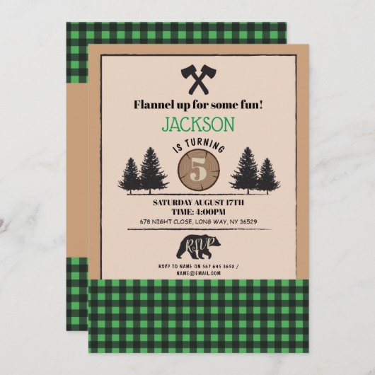 Lumberjack Beer Houthday Party Elke Leeftijd nodig Kaart (Voorkant / Achterkant)